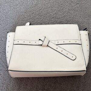 Neiman Marcus Cream Crossbody Bag with Studded Strap